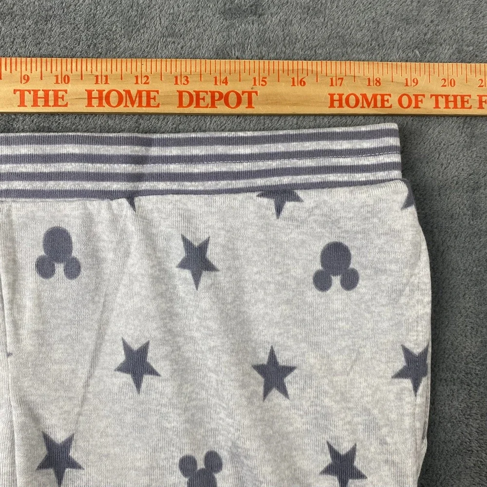 Disney Womens XL Pajama Set Grey Mickey Mouse Star Print Long Sleeve Joggers
